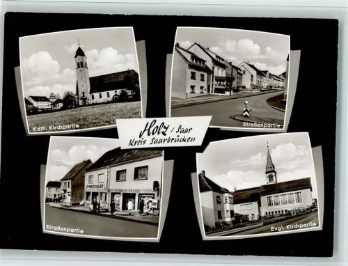 Holz 1965 Volksbank, Straßenpartien, gute Erhaltung AK