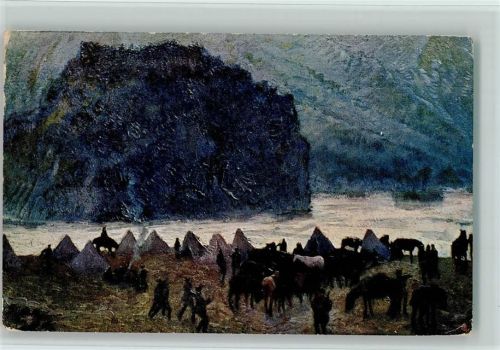 1915 Piccolo accampamento , sign Cascella - Rotes Kreuz Karte