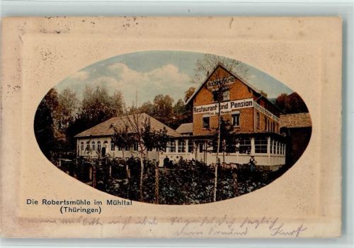 Eisenberg 1914 Robertsmühle im Mühltal Prägedruck Ort lt. Stempel