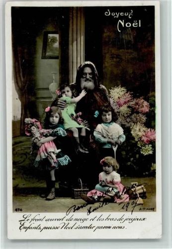 1907 Nr. 474 Verlag A. Noyer Paris - Fotokunst - Weihnachtsmann, Kinder mit Puppe