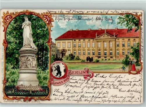 1900 Gruss aus - Denkmal und Schloß Bellevue AK