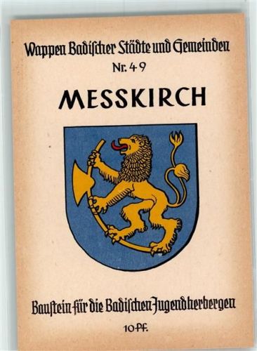 Meßkirch Wappe Badischer Städte und Gemeinden Nr. 49 Baustein für die Badischen Jugendherbergeb
