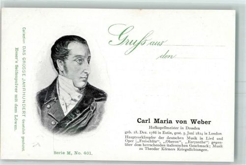 Das große Jahrhundert Serie M Nr. 401 Werbung Essers Seifenpulver Carl Maria von Weber Dirigent