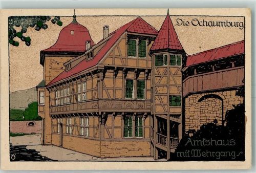 Balduinstein Schaumburg Amtshaus mit Wehrgang sign