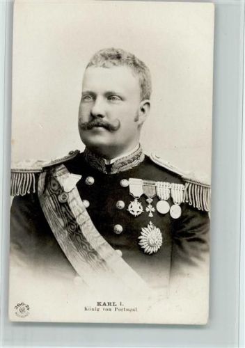 Karl I in Uniform mit Orden - König von Portugal, gute Erhaltung - Verlag NPG