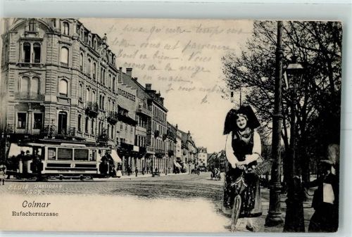 Colmar 1905 Rufacherstr. Straßenbahn AK