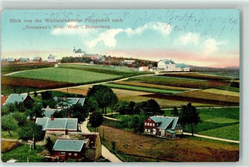 Neugersdorf 1915 Blick von Wallfahrtskirche Fillippsdorf Neumanns Neue Welt Butterberg
