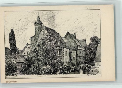 Büdingen Federzeichnung Nr. 12 - Gustav Mandt , gute Erhaltung AK
