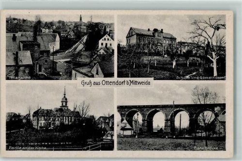 Mittweida Kirche Bahnbrücke Schule u. Gemeindeamt