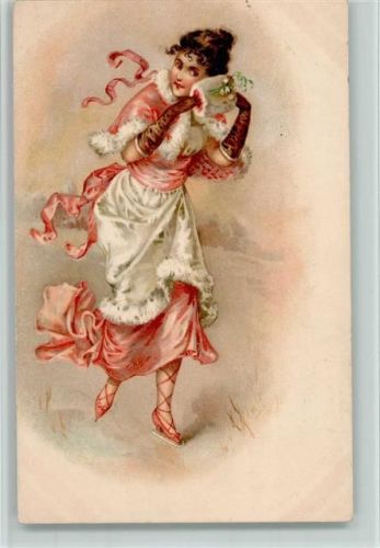 1901 Frauenschönheit in Pelzmode mit Muff, Erotik AK