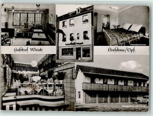 W8452 Hirschau , Oberpf Gasthof Metzgerei Weich, Innenansicht und Laden der Metzgerei Innenansicht Wursttheke, gute Erhaltung AK Fleischerei Foto AK