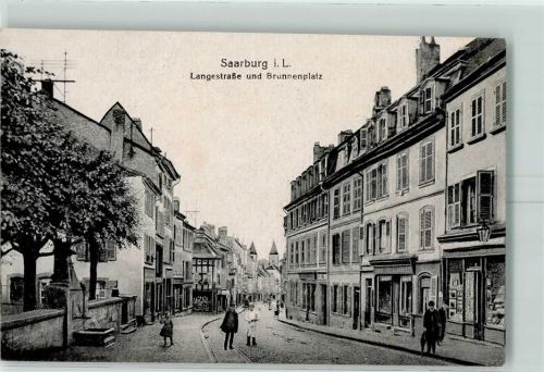 Sarrebourg 1915 Langestraße und Brunnenplatz AK