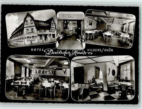 Hilders Hotel Deutsches Haus mit Innenansichten, gute Erhaltung AK