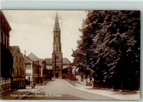 Sagan Friedrich-Wilhelm-Straße mit Ev. Kirche