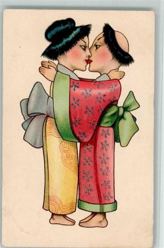 1908 Liebespaar, inniger Kuss