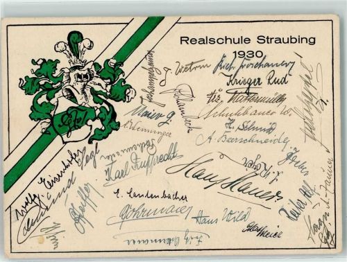 Straubing 1930 Realschule Straubing Schülerverbindung Wappen Unterschriften 1930 Studentika