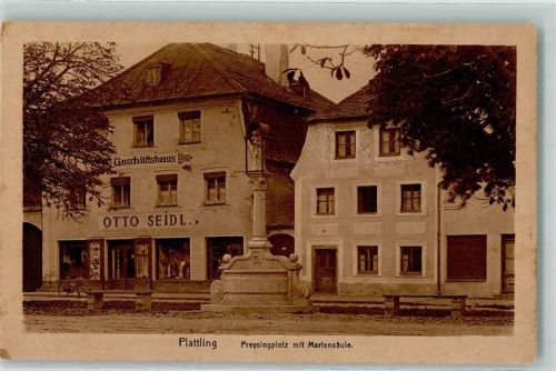 Plattling Preysingplatz Mariensäule Geschäftshaus Otto Seidl