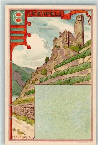 W7427 Ehrenfels sign. Franz Hein Grötzinger Malerkolonie Velten Verlag Nr. 132 AK Kunstgeschichte Karlsruhe 1899 Lithographie / Künstlerkarte