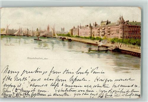 Stockholm 1898 Gruss aus - sign Anna Palm , Strandvägen
