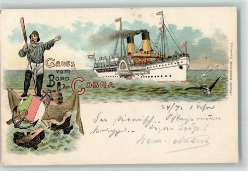 1898 Gruss aus - Litho Dampfer Cobra AK