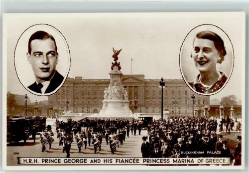 London Prince George and his Finacee Princess Marina of Greece AK