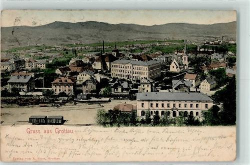 Hradek nad Nisou 1914 Kirche Fabrik Schornstein Eisenbahn