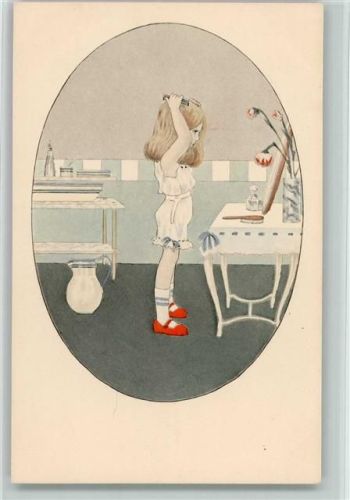 Verlag Novitas Nr. 932 , Kinder, Mädchen beim Kämmen, sehr gute Erhaltung AK
