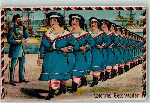 1914 Leichtes Geschwader Frauen bei der Marine Humor AK
