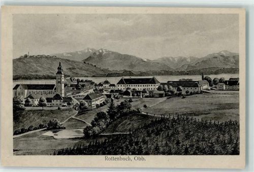82401 W8121 Rottenbuch , Oberbay Künstlerkarte Stiftskirche Zeichnung