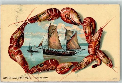 Boulogne-sur-Mer Vers la peche Fischer Segelboot