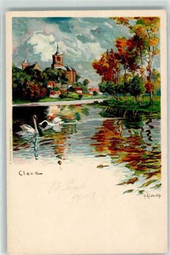 Cleve Schwäne Niederrhein sign. Lüdecke