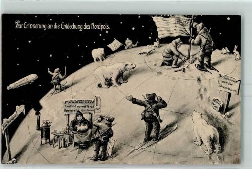 Entdeckung des Nordpols Zeppelin Eisbär AK Expedition Nordpol