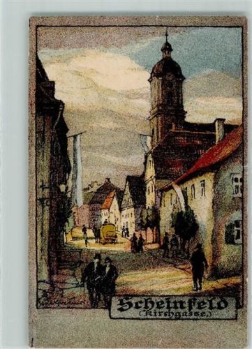 Scheinfeld Kirchgasse Postkutsche Kirche signiert