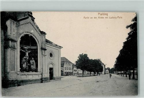 Plattling 1917 Kirche Kreuzigungsgruppe Ludwig-Platz