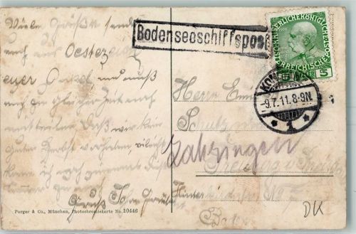 Kastenstempel: Bodenseeschiffspost , Konstanz 9.7.1911
