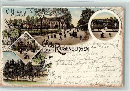 Bönningstedt 1902 Gruss aus - Litho, Rugenbergen - Reumanns Gasthof, Eckknick AK