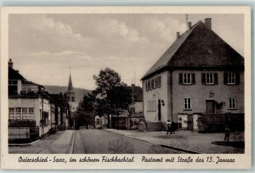 Quierschied Postamt mit Straße des 13. Januar