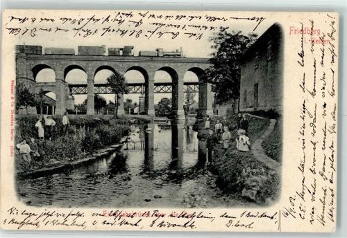 Friedberg 1902 Eisenbahnbrücke Kinder Güterzug