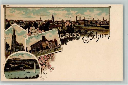 Bochum 1900 Gruss aus - qualmende Schornsteine, Ottmar Zieher 94 Erhaltung I AK