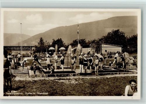 Neckarsteinach 1934 Strandbad, Badeanstalt,mit vielen Menschen , gute Erhaltung