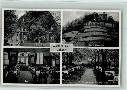 Ortenberg Gasthof Zum Ochsen Innenaufnahme Saal Gartenrestaurant Schloß Ortenberg 4-Bildaufnahme