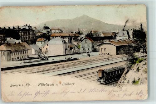 Saverne 1916 Mittelstadt mit Hohbarr Bahnhof