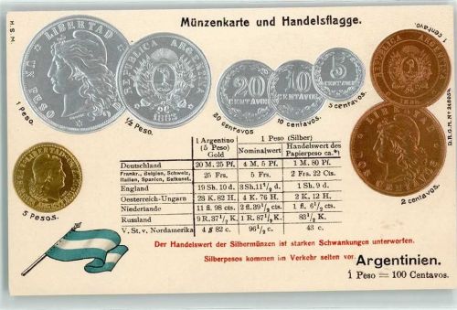 Münzen auf AK Handelsflagge