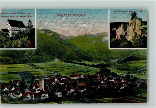 Oberlenningen Gesamtansicht Wohnsitz der Fürsten vom Wilandstein Fels 3-Bildaufnahme