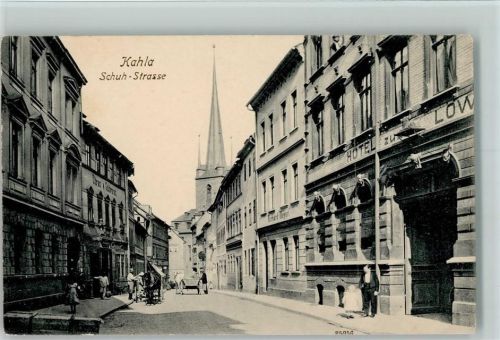 Kahla 1908 Schuh-Straße , Verlag Reinicke & Rubin 25956 gute Erhaltung AK