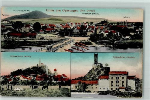 Gensungen Schloss-Ruine Felsburg Schloss-Ruine Altenburg Parkhotel Molkerei Kurpension Dr. Nicolai
