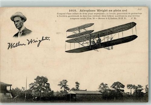 Nr. 1014 Aeroplane Wright en plein vol AK