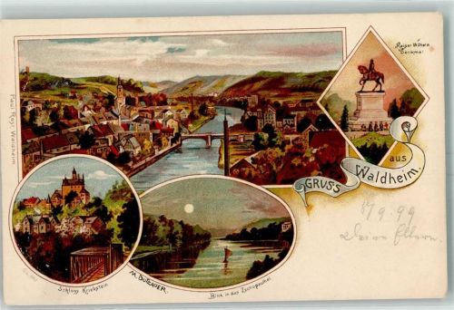Waldheim Kaiser Wilhelm-Denkmal Zschopauthal Segelboot Mondschein Schloss Kriebstein