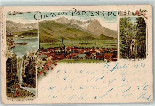 Partenkirchen 1897 Partnachklamm Eibsee Edelweiß