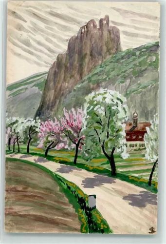 Uffing 1907 Handgemalt Frühling Ort handschriftlich